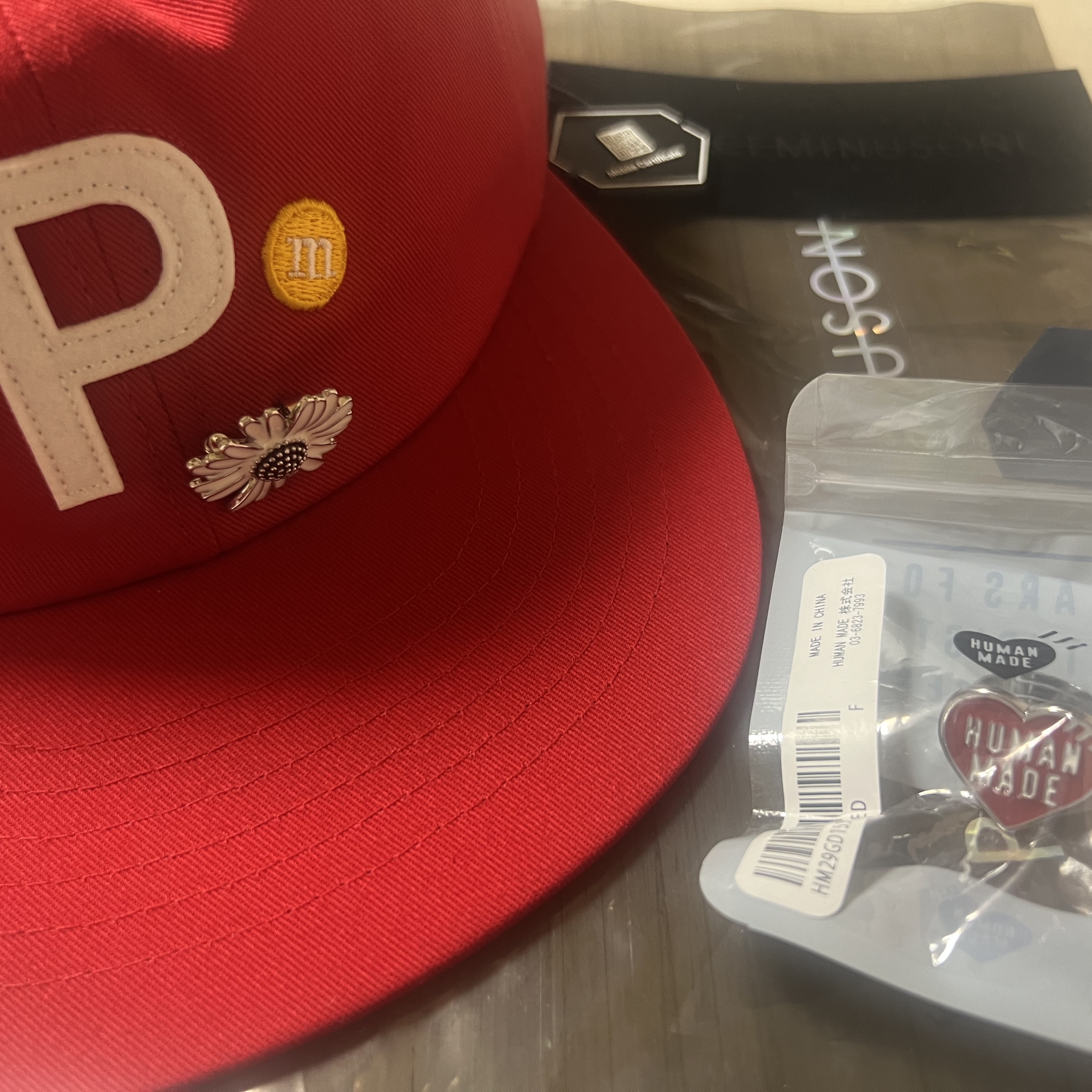 Peaceminusone PMO Ball Cap #1 Red 착용 스타일 - 3