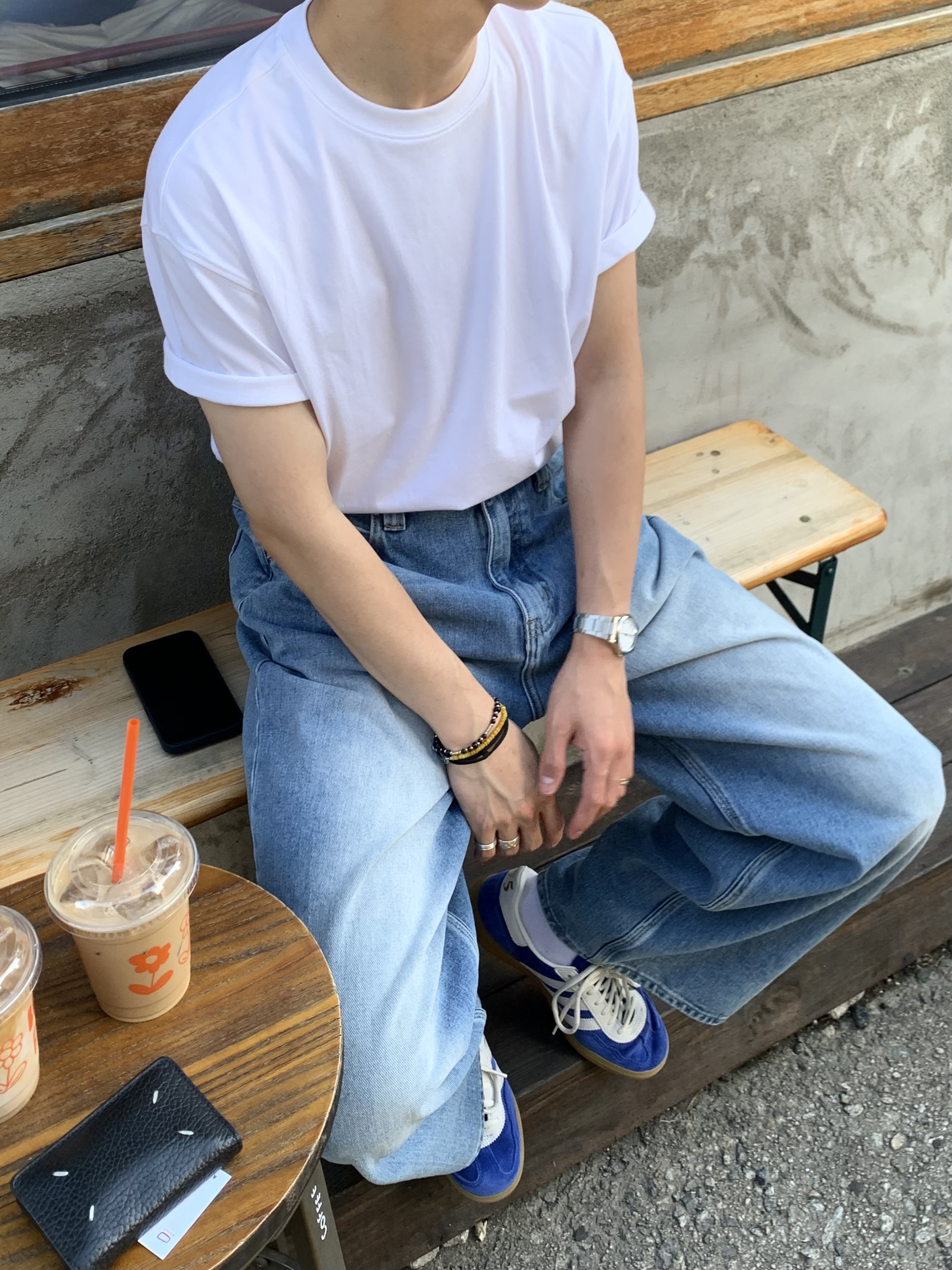 noun Wide Denim Pants Mid Blue, Adidas Originals Handball Spezial Collegiate Royal Cloud White 착용 스타일 - 5