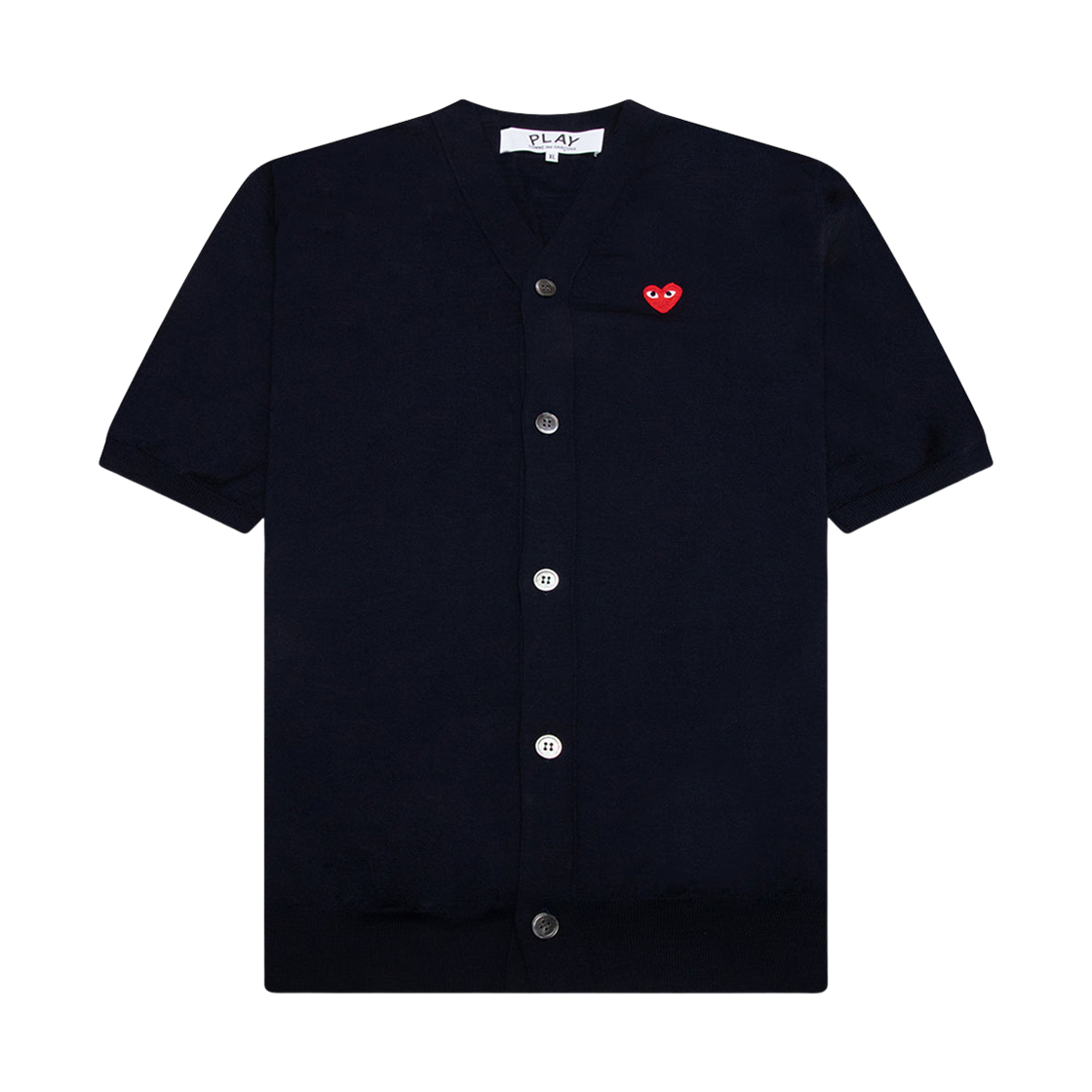AX-N096-051-2 Play Comme des Garcons Short Sleeve Red Heart Cardigan Navy