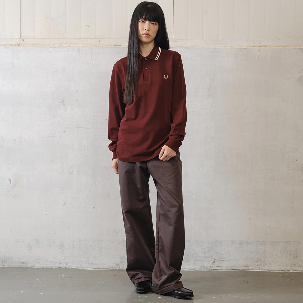 프레드페리 M3636 롱 슬리브 트윈 팁 프레드페리 셔츠 옥스블러드 에크루(Fred Perry M3636 Long Sleeve Twin Tipped FP Shirt Oxblood Ecru) - 5