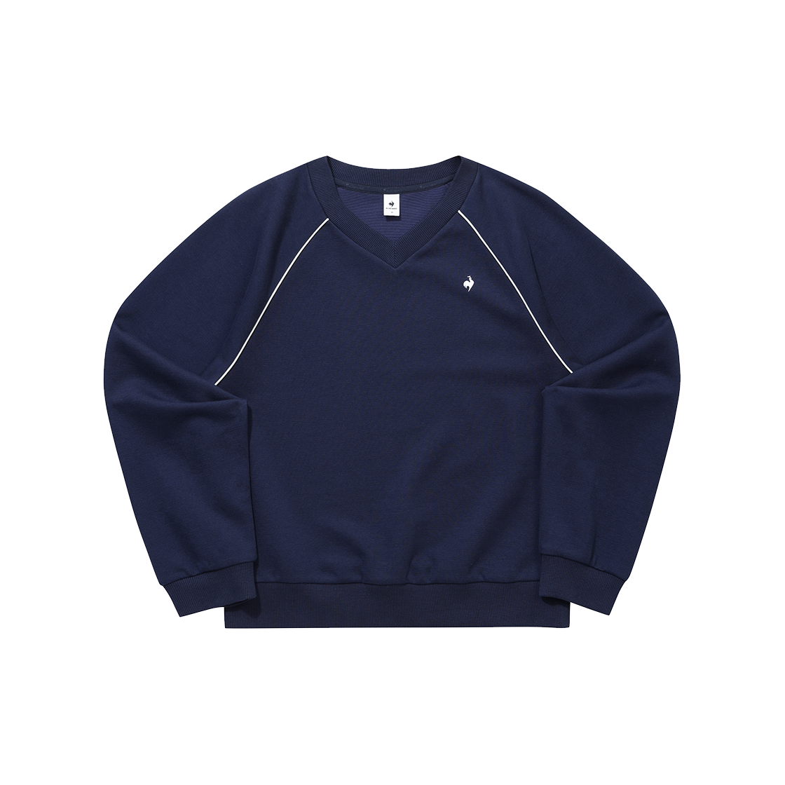 르꼬끄 스포르티브 여성 에센셜 브이넥 루즈 맨투맨 - 네이비(QQ322LFS91)(le coq sportif Women’s Essential Loose V-Neck Sweatshirt Dark Navy)