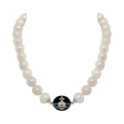 Vivienne Westwood Loelia Large Pearl Necklace Platinum Black Off White Green Red