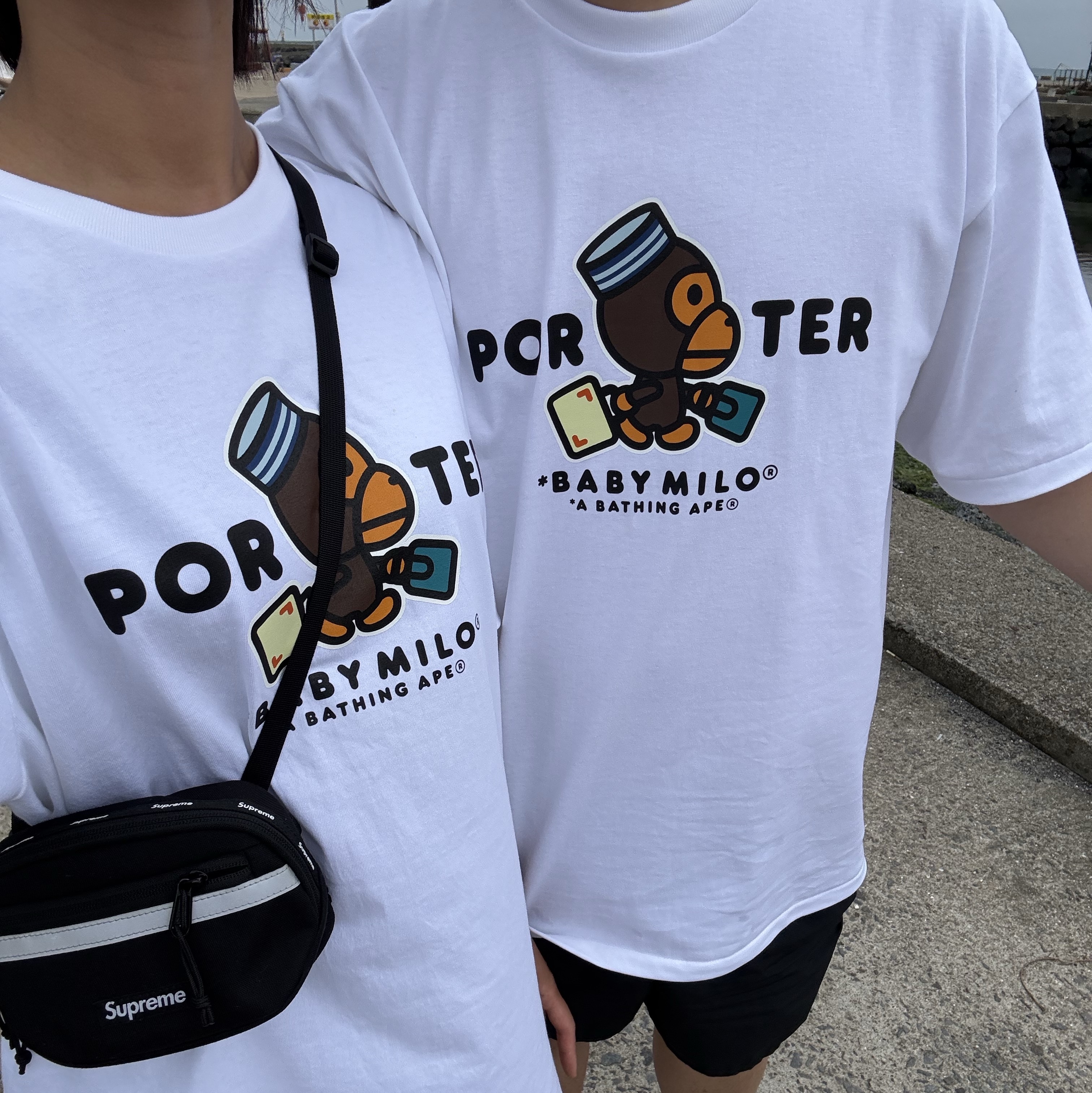 BAPE x Porter Baby Milo T-Shirt White 착용 스타일