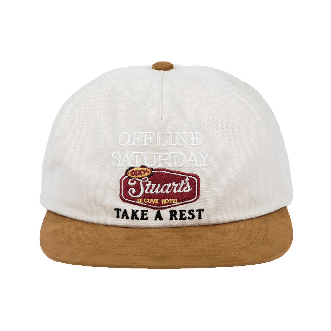 2502UHTIV00 STU Sign Embroidery Suede Ball Cap Cream