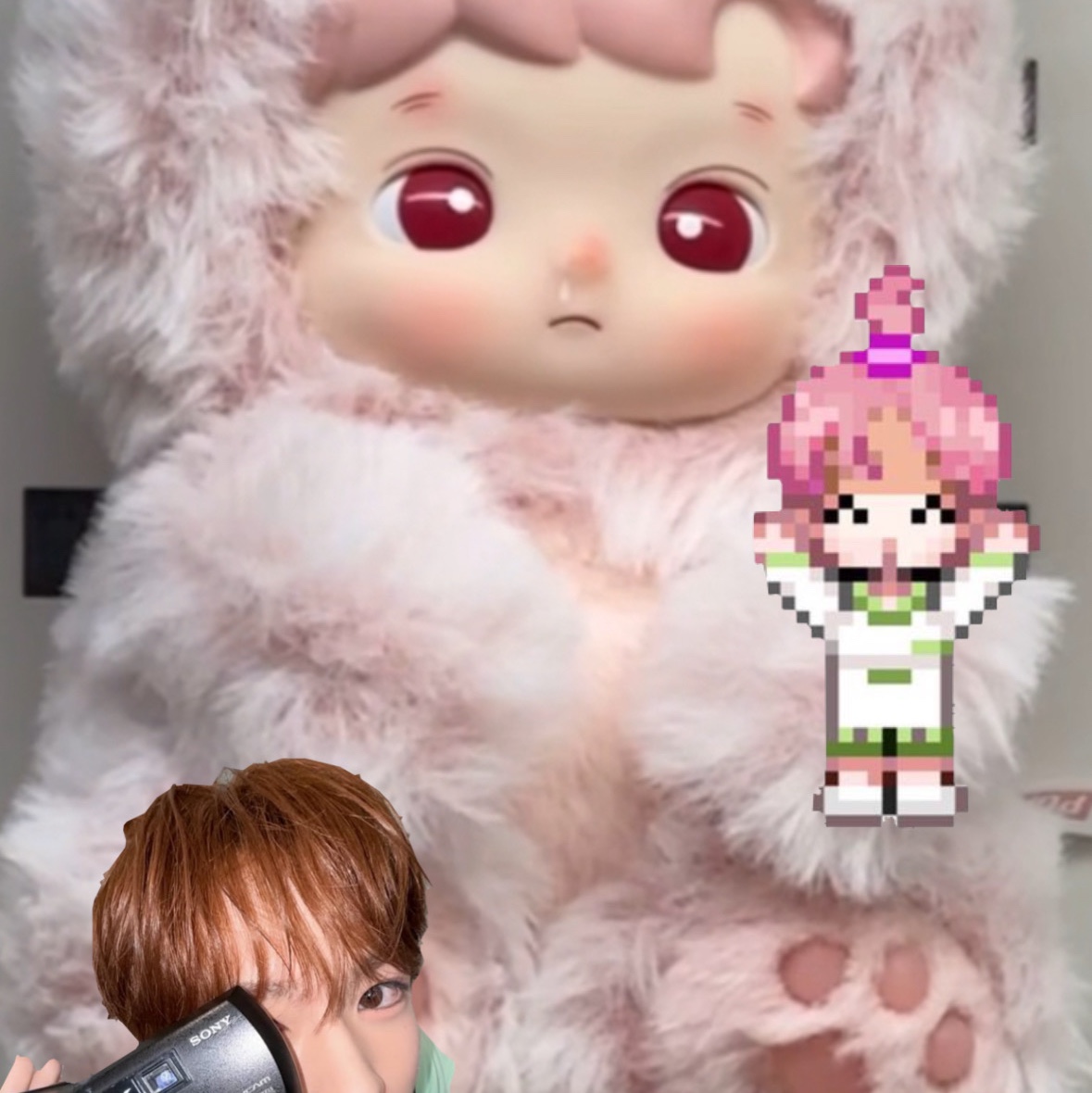 Pop Mart Hacipupu Gummy Bear Series Vinyl Plush Pendant Peach Flavor (Opened Case) 착용 스타일