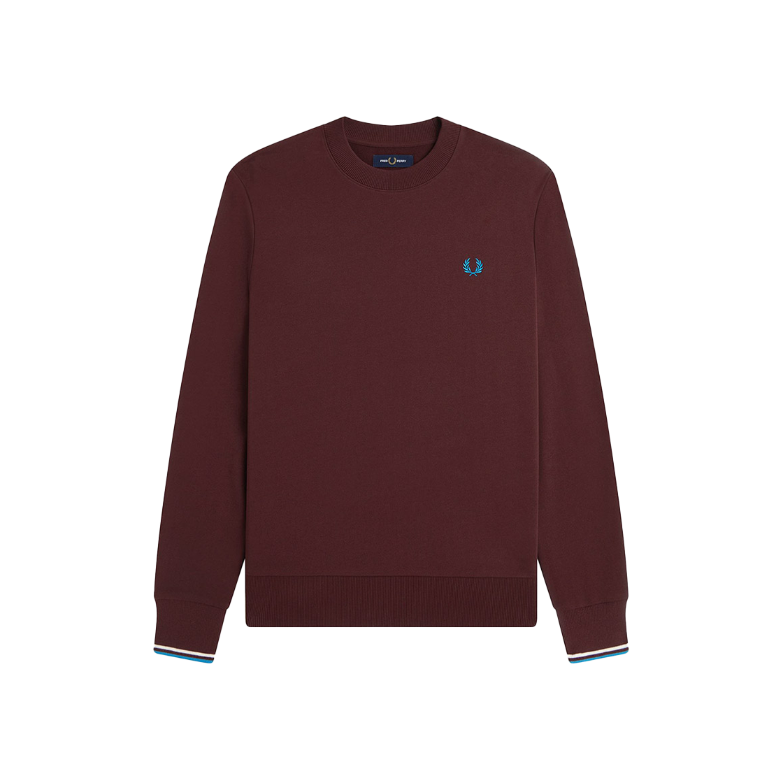 AFPM2537535-Z63 Fred Perry Crew Neck Sweatshirt Oxblood Ecru Court Blue