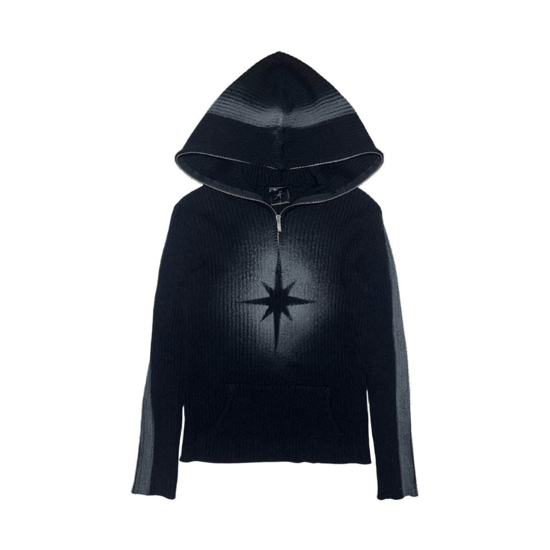 스모크어스타스프레이 스타 니트 후드 블랙(Smokeastar Sprayed Star Knit Hoodie Black)