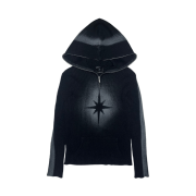 Smokeastar Sprayed Star Knit Hoodie Black