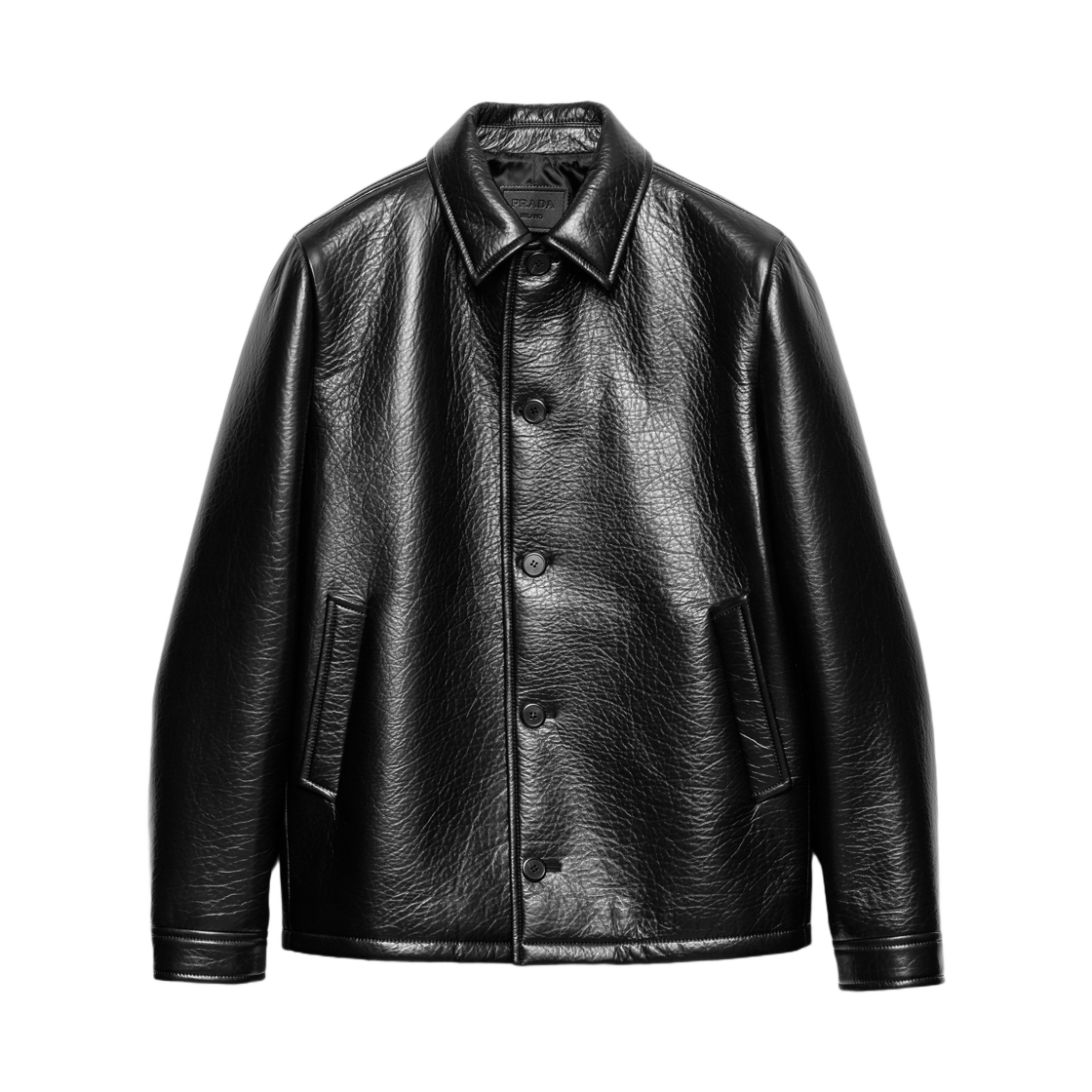 UPS683-173A-F0002 Prada Nappa Leather Caban Jacket Black