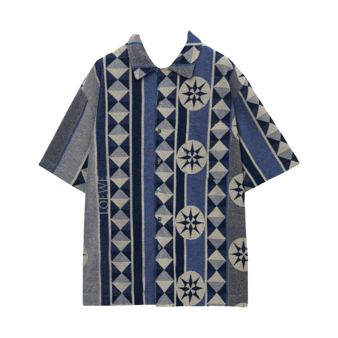 로에베 테리 코튼 자카드 숏슬리브 셔츠 블루 멀티컬러(Loewe Terry Cotton Jacquard Short Sleeve Shirt Blue Multicolor) - 1