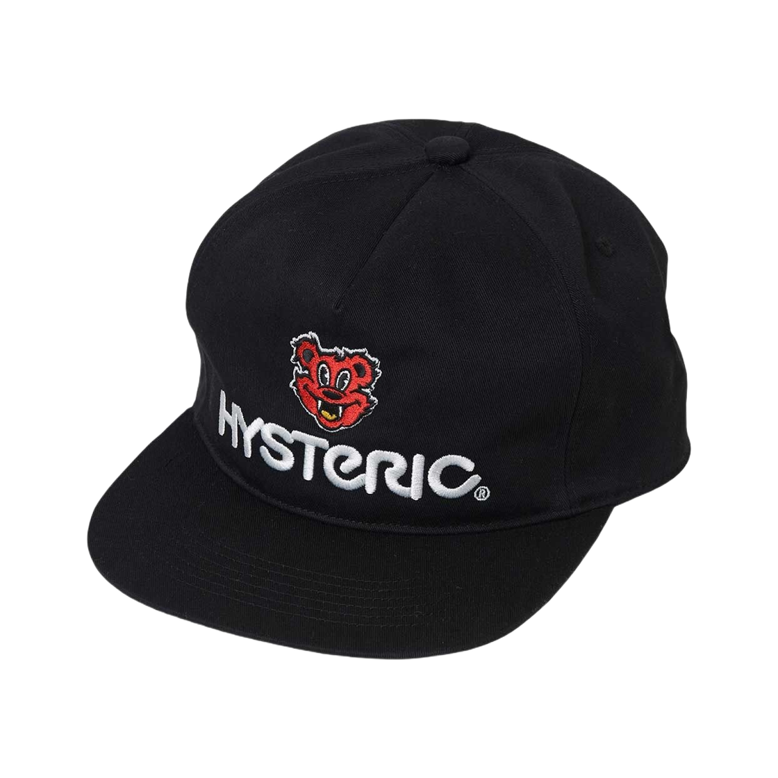 02253QH02 Hysteric Glamour Fire Bear Magazine Embroidered Cap Black
