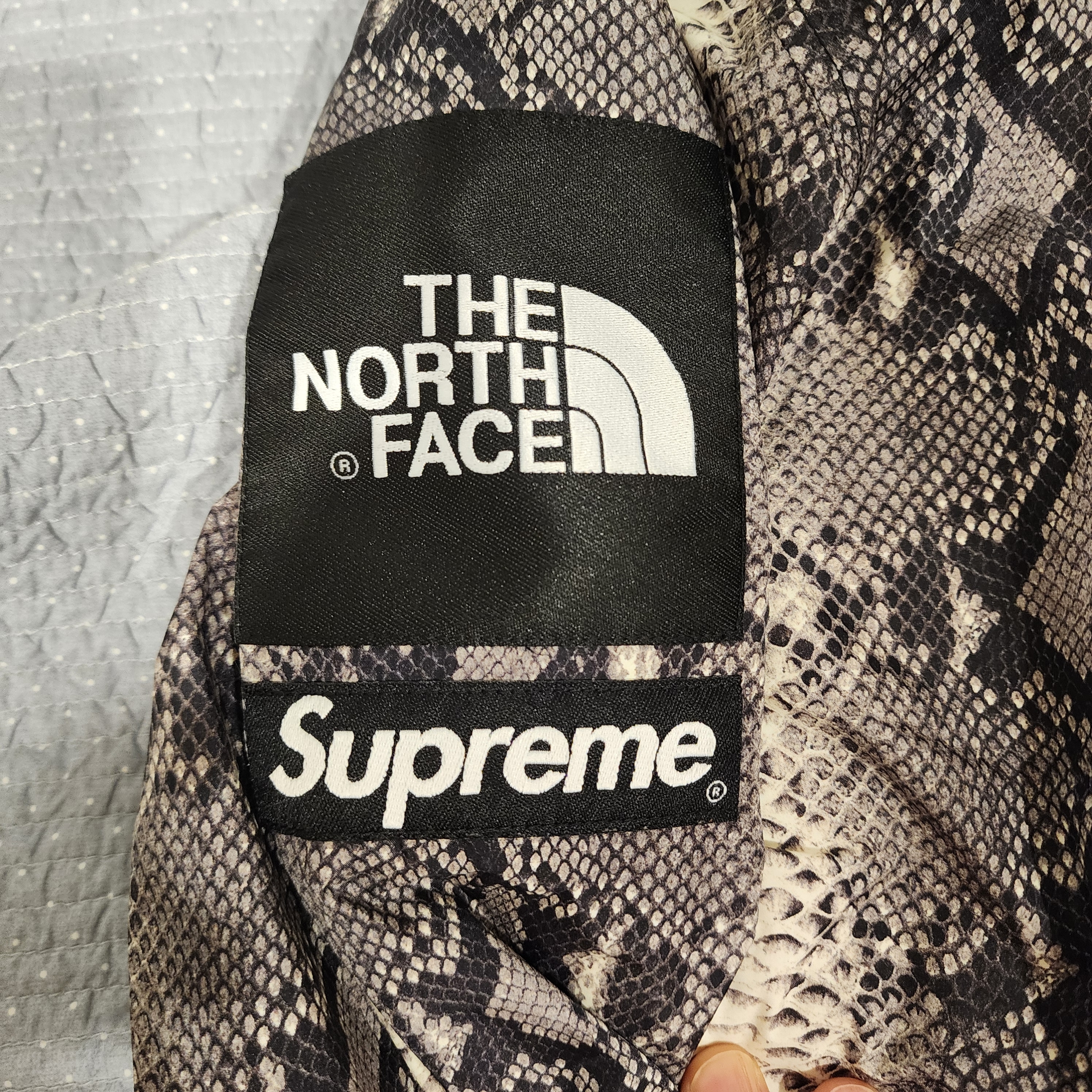 Supreme x The North Face Snakeskin Taped Seam Coaches Jacket Black - 18SS 착용 스타일 - 3