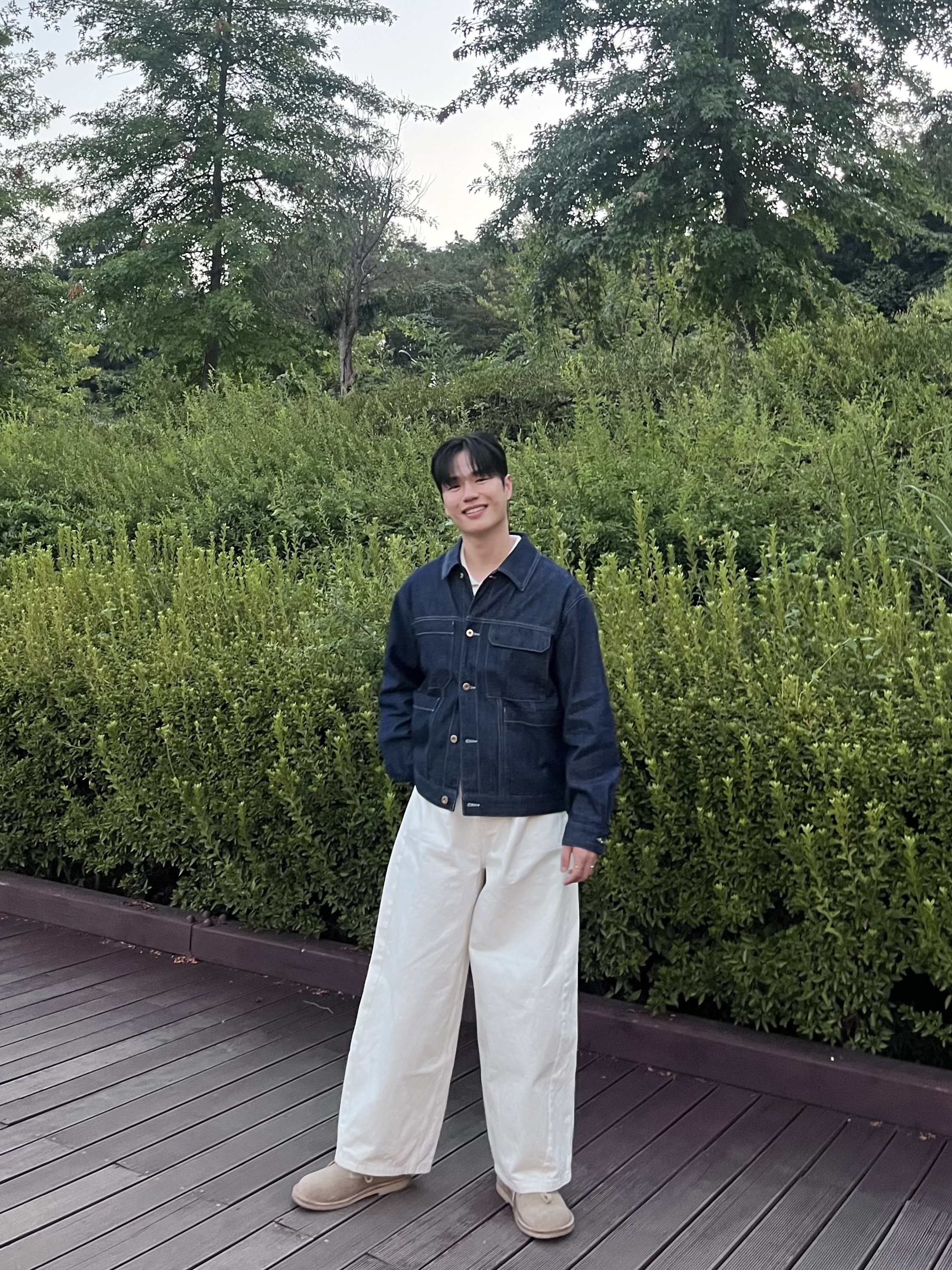 noun Wide Curved Denim Pants White 착용 스타일 - 2