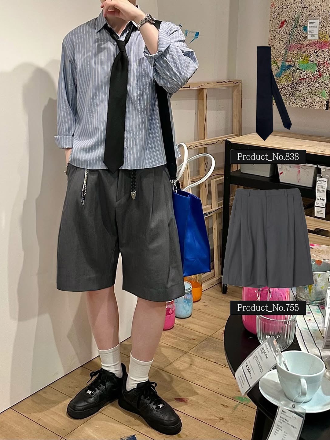 Nike Air Force 1 '07 Low Triple Black, Monamhee x Peaceminusone Daihee Plush Keyring 착용 스타일 - 2