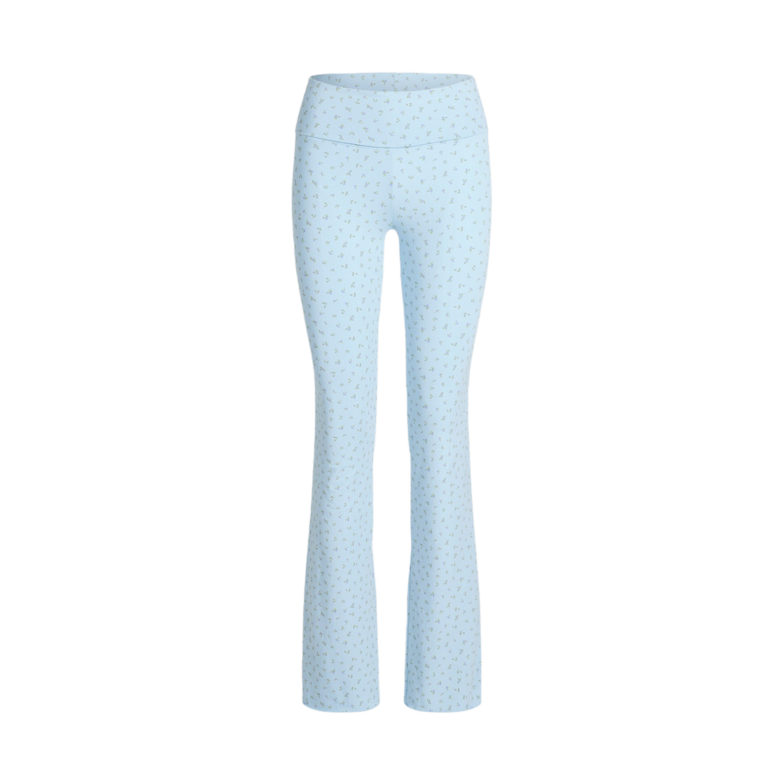 (W) 스킴스 코튼 저지 폴드오버 팬츠 파우더 블루 마이크로 플로럴((W) Skims Cotton Jersey Foldover Pant Powder Blue Micro Floral)