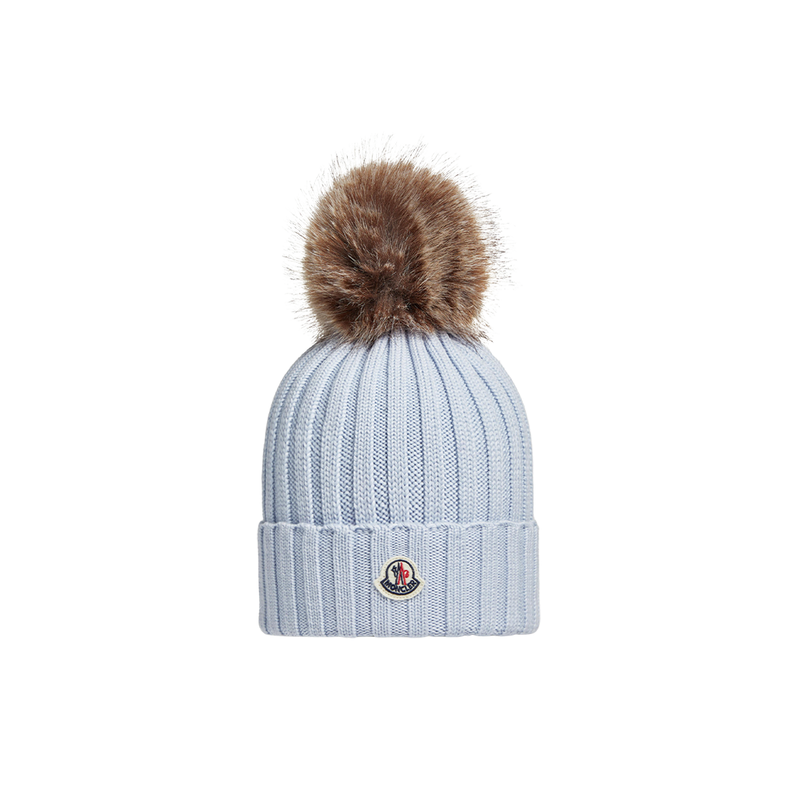 (W) 몽클레르 폼폼 울 비니 라이트 블루((W) Moncler Wool Beanie with Pom Pom Light Blue) - 1