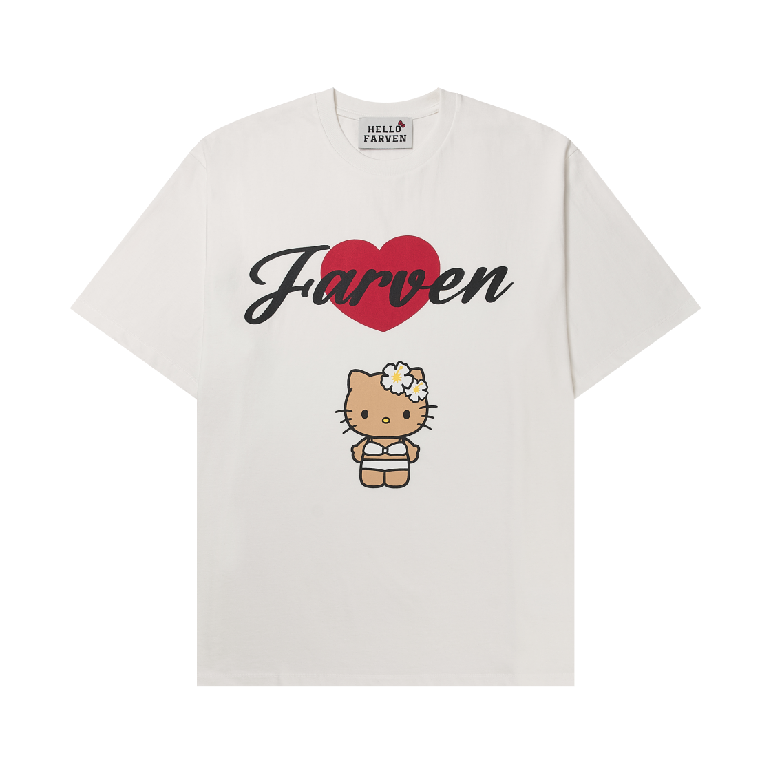 파르벵 x 태닝 헬로 키티 비키니 티셔츠 화이트(Farven x Tanning Hello Kitty Bikini T-Shirt White)