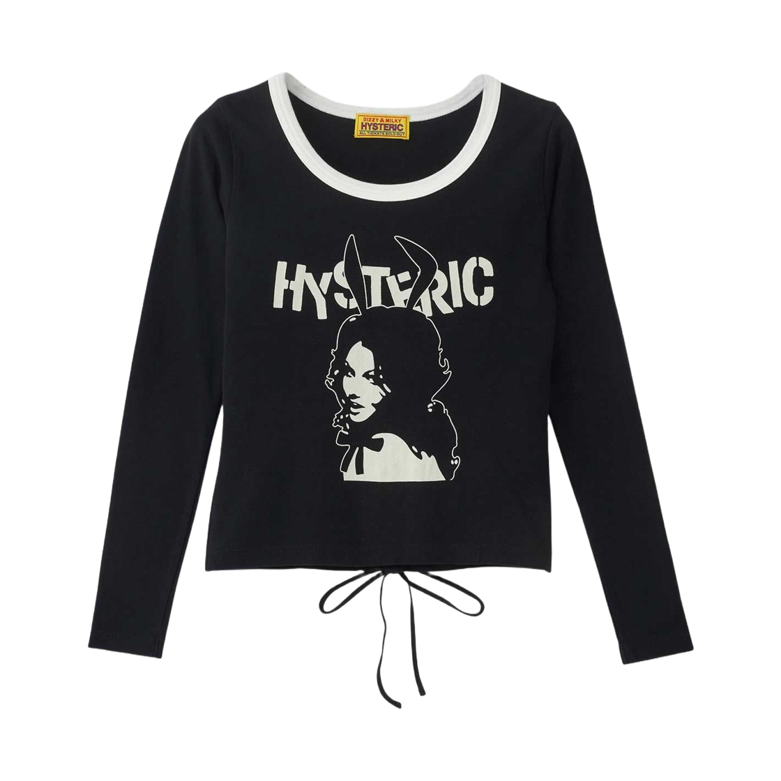 (W) 히스테릭 글래머 버니걸 레이스업 치비 티셔츠 블랙((W) Hysteric Glamour Bunny Girl Lace-Up Chibi T-Shirt Black) - 1