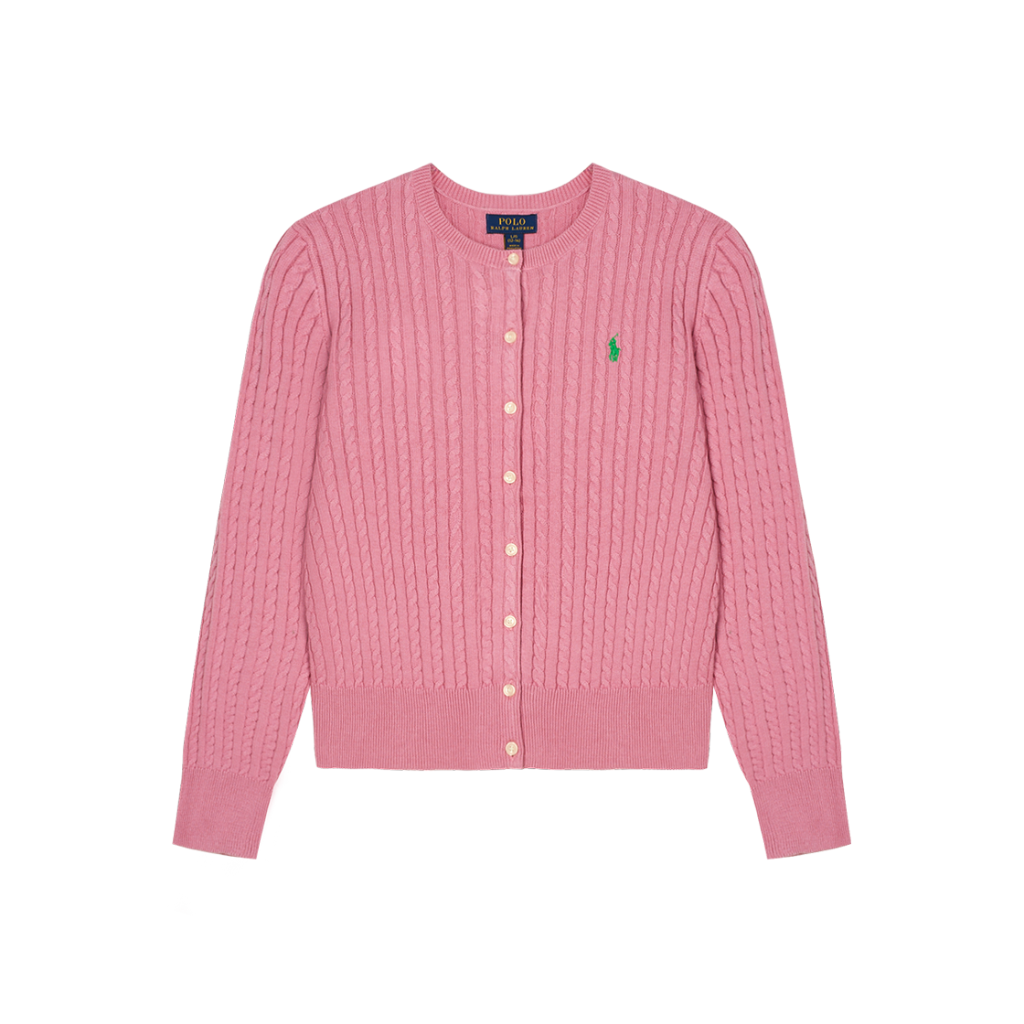 KW5CKNCRL59PK [10%적립] Polo Ralph Lauren Children Mini Cable Cotton Cardigan Laguna Pink Tiller Green - 25FW