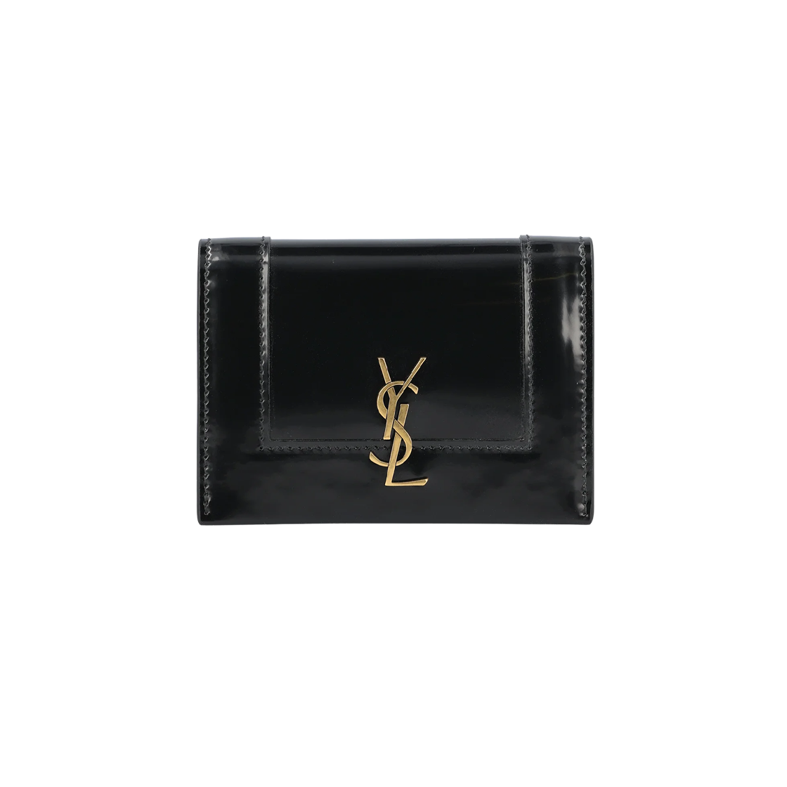 생로랑 샤이니 레더 카산드라 플랩 카드 케이스 블랙(Saint Laurent Cassandre Flap Card Case in Shiny Leather Black) - 1