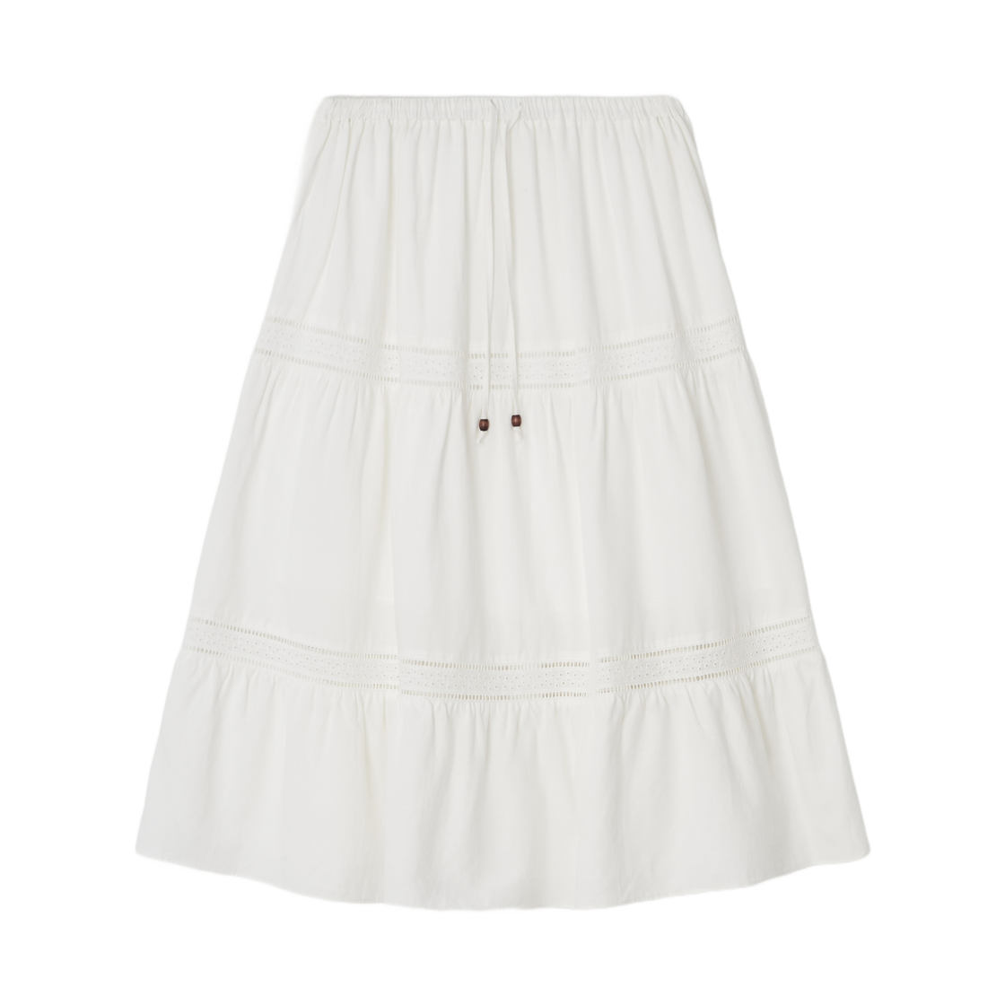 (W) 레터앤 보헤미안 티어드 롱 스커트 화이트((W) Letterand Bohemian Tierd Long Skirt White)