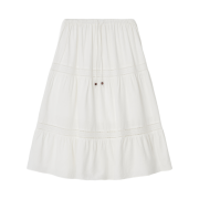 (W) Letterand Bohemian Tierd Long Skirt White