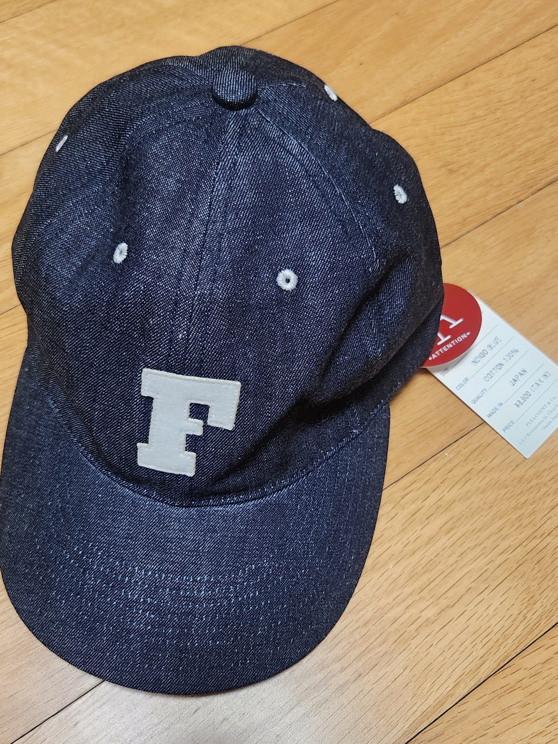 Fullcount 6 Panel Denim Baseball Cap F Patch Indigo Blue 착용 스타일