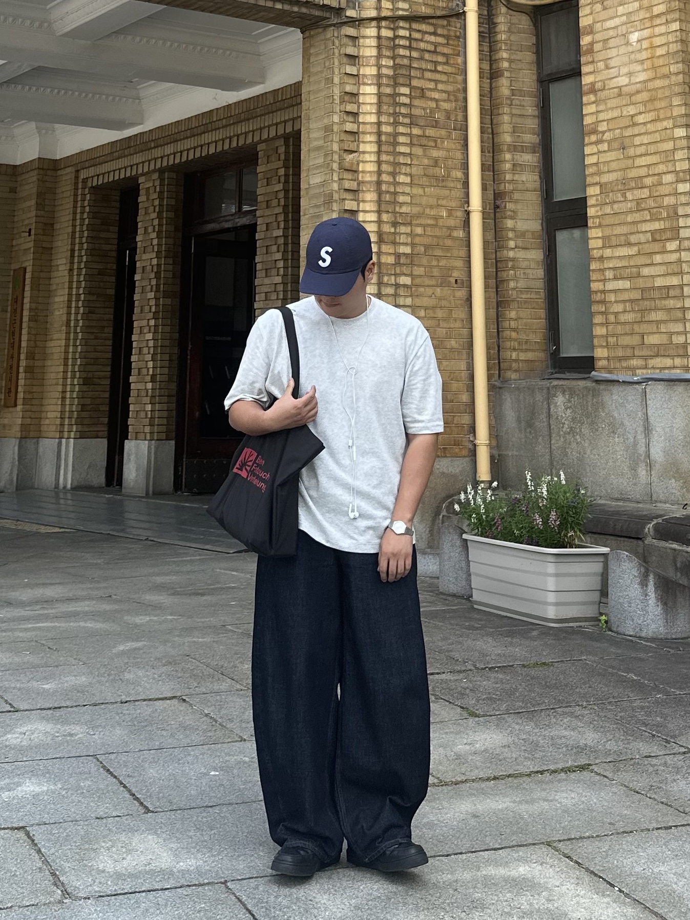 Supreme Seersucker S Logo 6-Panel Navy - 24SS, noun Wide Curved Denim Pants One Washed 착용 스타일 - 1
