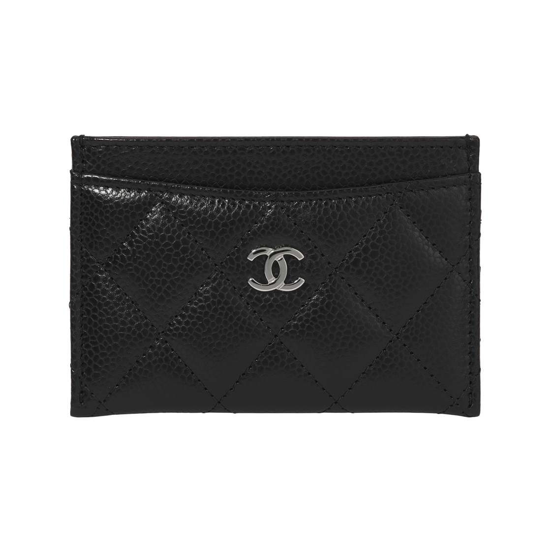 AP0213-Y01588-C3906 Chanel Classic Card Holder Grained Calfskin & Silver Black