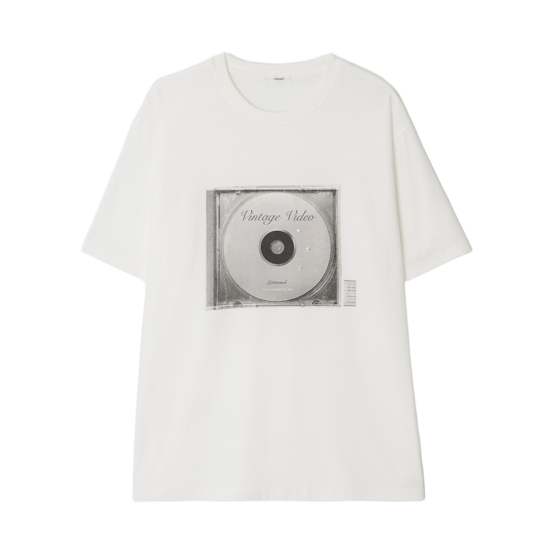 (W) 레터앤 빈티지 비디오 티셔츠 아이보리((W) Letterand Vintage Video T-Shirts Ivory)