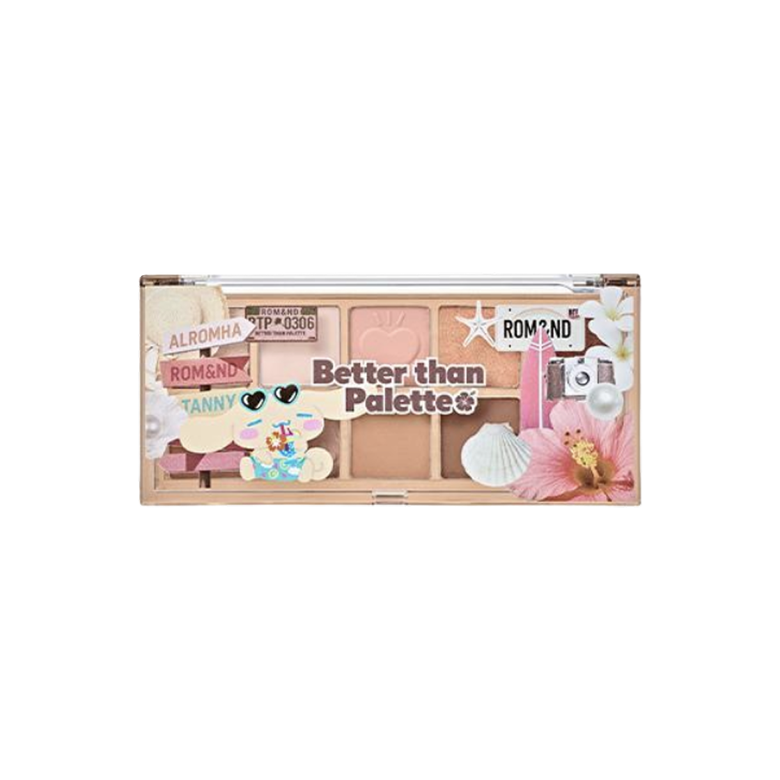- Rom&nd x Tanning Sanrio Character Better Than Palette Dual Eyeshadow Brush Promotional Set Tanning Cinnamoroll 14 Toast Tanny Garden