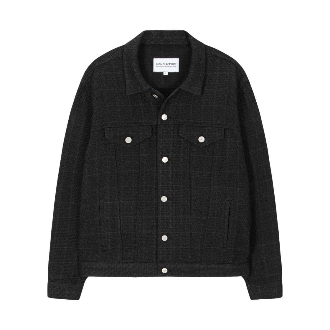 hono25fa3 Hono Report Trucker Jacket Black Tweed