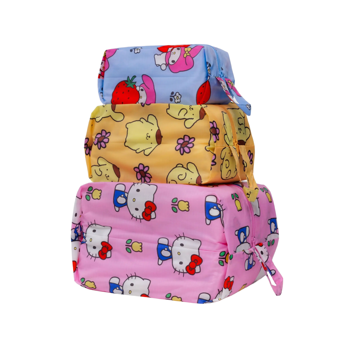 바쿠 x 산리오 3D 집 헬로 키티 앤드 프렌즈 플로랄 (3개 세트)(Baggu x Sanrio 3D Zip Hello Kitty and Friends Florals (Set of 3))