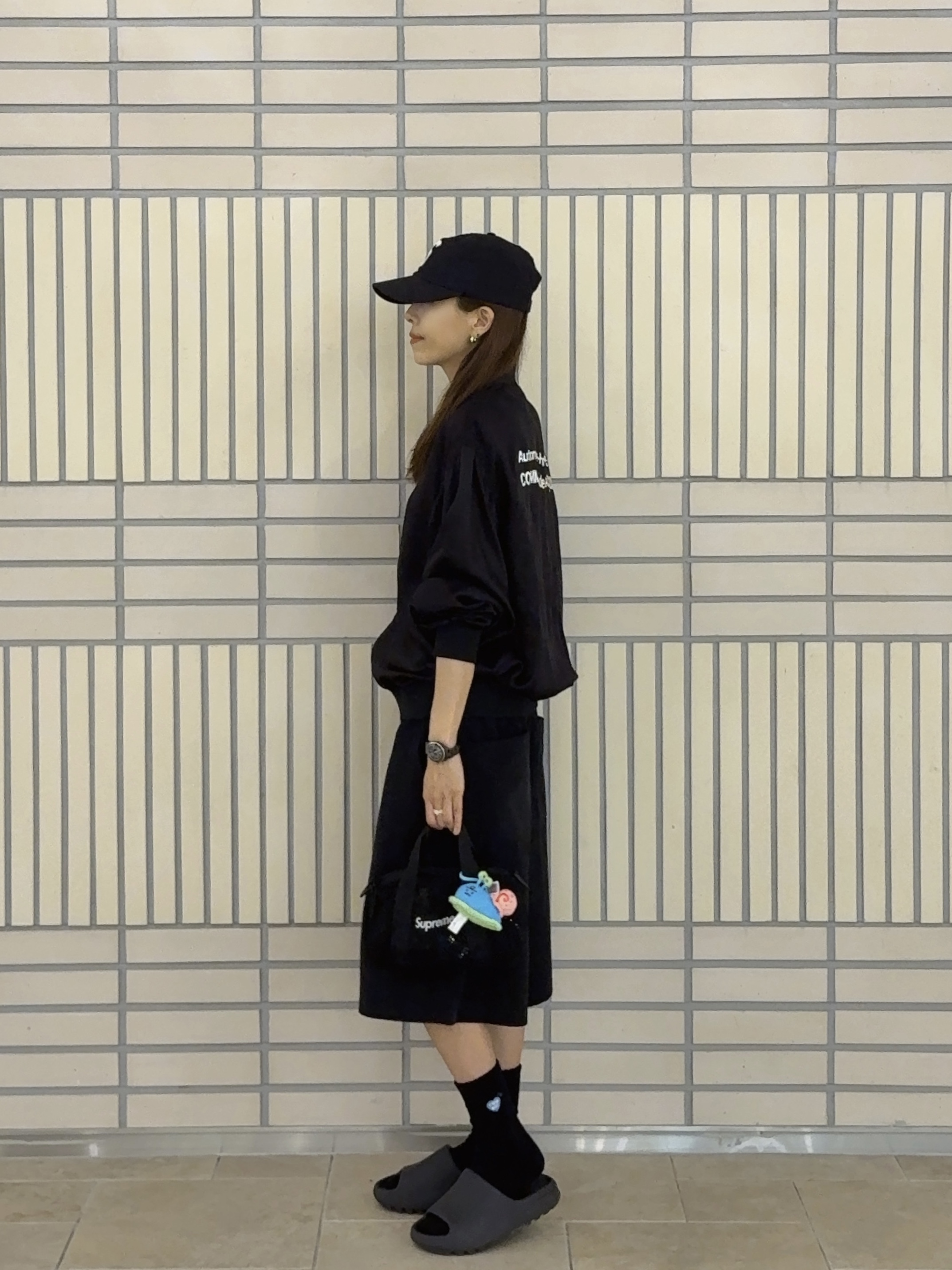 Supreme Seersucker S Logo 6-Panel Black - 24SS, CDG '84-85 Staff Blouson Black 착용 스타일 - 3
