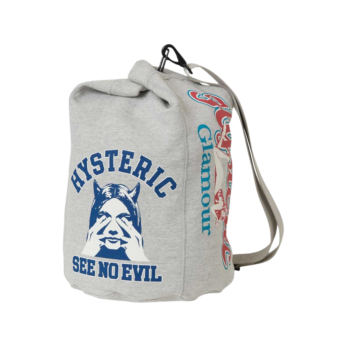 (W) 히스테릭 글래머 컬리지 콜라주 스웨트 숄더백 탑 그레이((W) Hysteric Glamour Colleege Collage Sweat Shoulder Bag Top Gray)