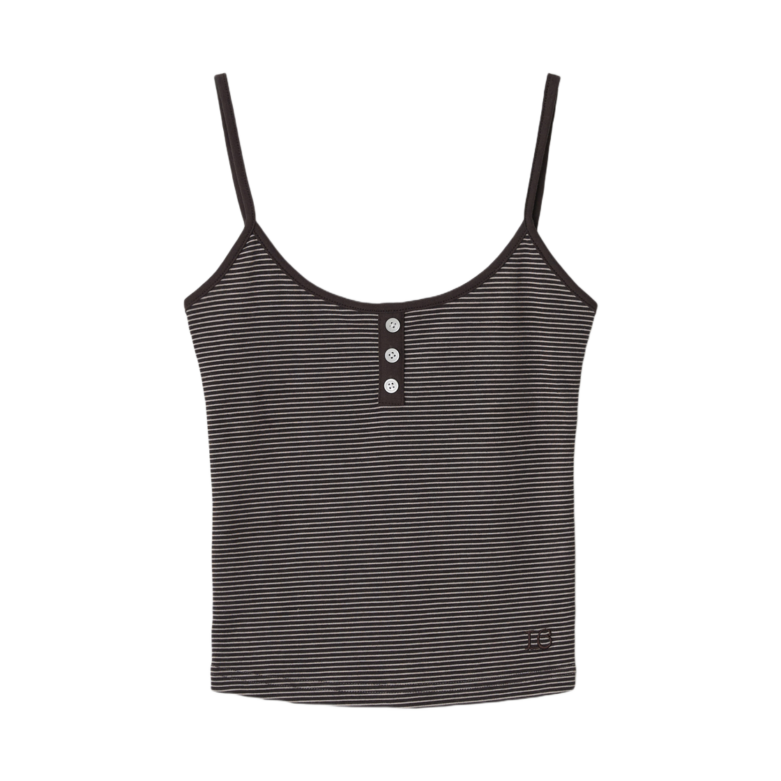 (W) 레터앤 스트라이프 슬리브리스 브라운((W) Letterand Stripe Sleeveless Brown)