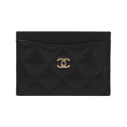 Chanel Classic Card Holder Grained Calfskin & Gold Black