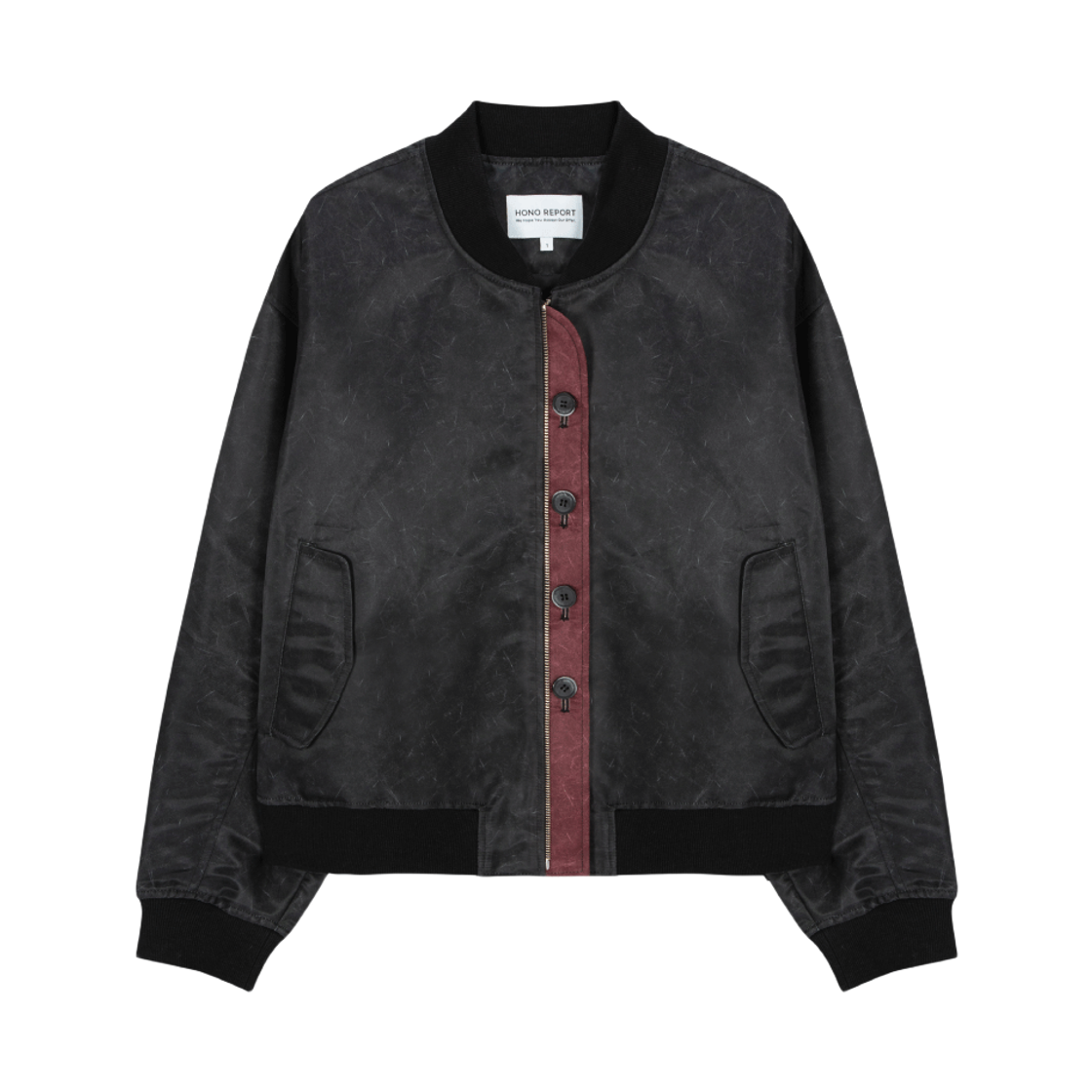 호노 리포트 4 버튼 봄버 자켓 스크래치 블랙(Hono Report 4 Button Bomber Jacket Scratch Black)