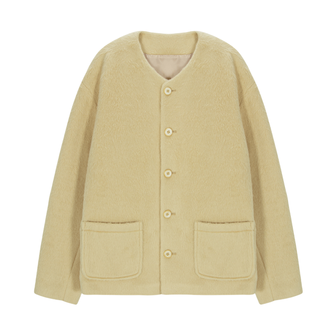 hono25fa5 Hono Report Collarless Cardigan Butter