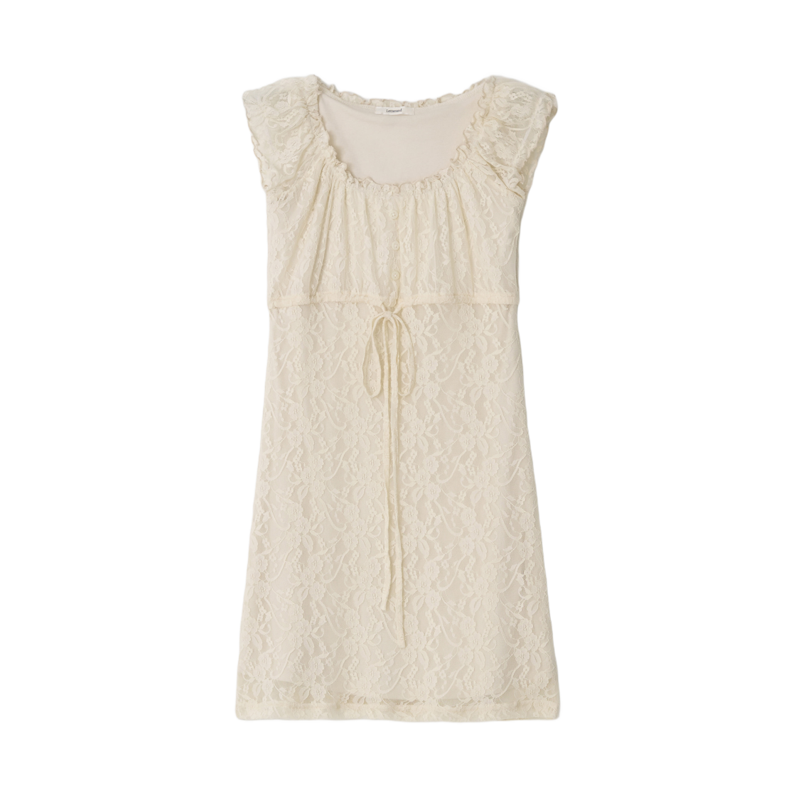 (W) 레터앤 빈티지 플라워 레이스 미니 드레스 베이지((W) Letterand Vintage Flower Lace Mini Dress Beige)