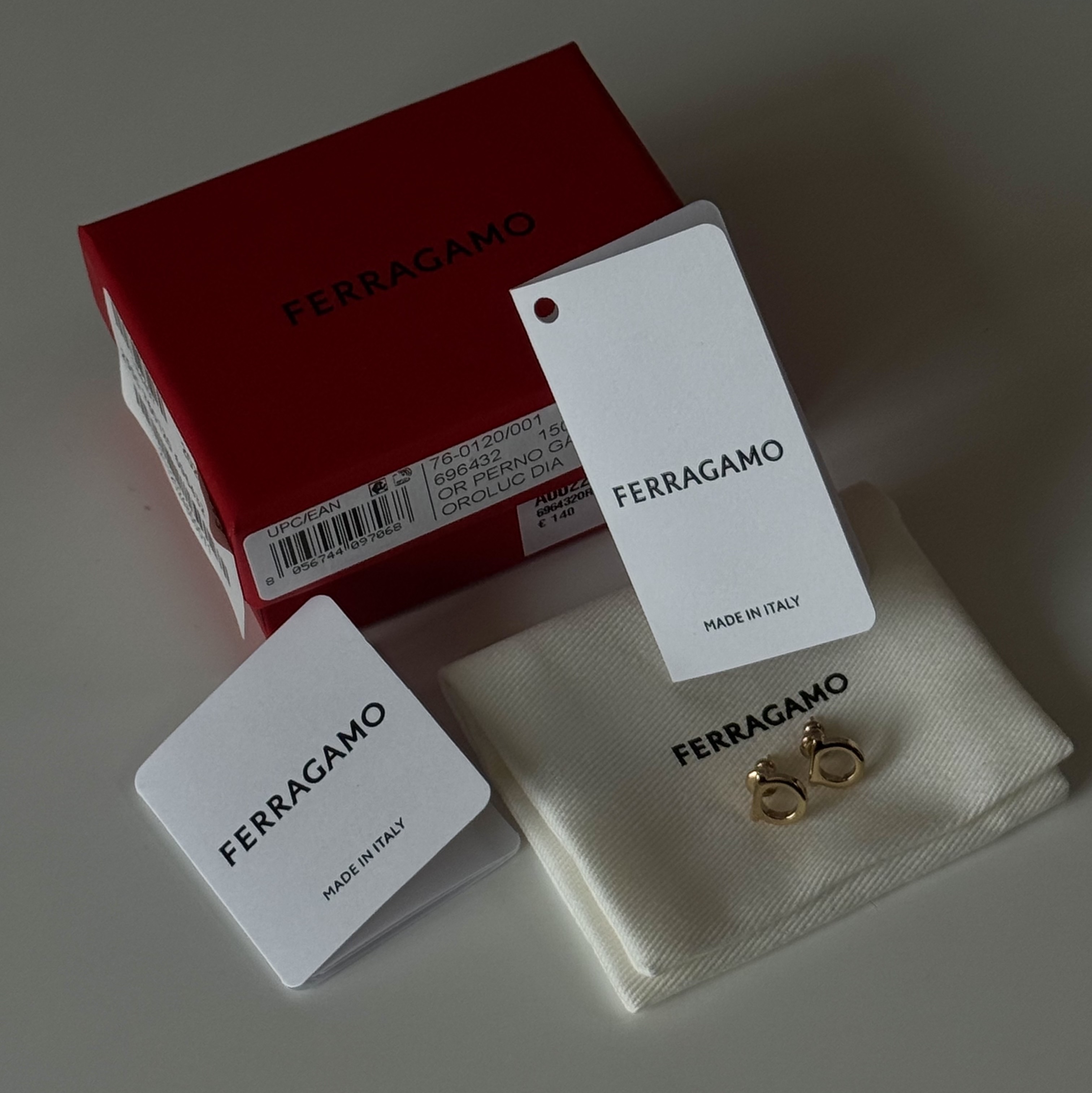 (W) Ferragamo Gancini Small Earrings Brass & Gold, (W) Ferragamo Gancini Small Earrings Brass & Palladium 착용 스타일 - 1