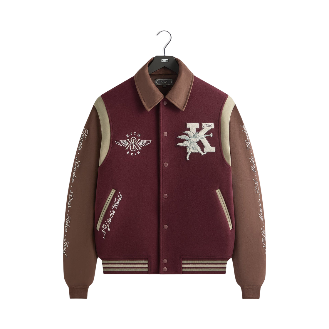 키스 울 & 마이크로스웨이드 바시티 자켓 마그마(Kith Wool & Microsuede Varsity Jacket Magma) - 1