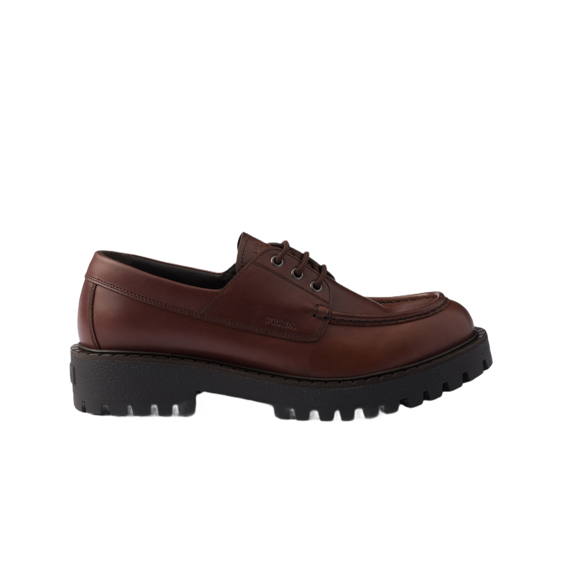 프라다 레이스드 레더 로퍼 에보니(Prada Laced Leather Loafers Ebony) - 1