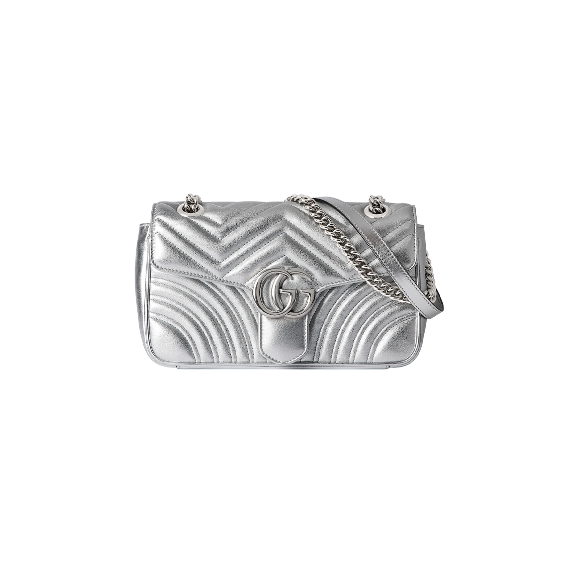구찌 GG 마몽 미디움 숄더백 메탈릭 실버(Gucci GG Marmont Medium Shoulder Bag Metallic Silver) - 1
