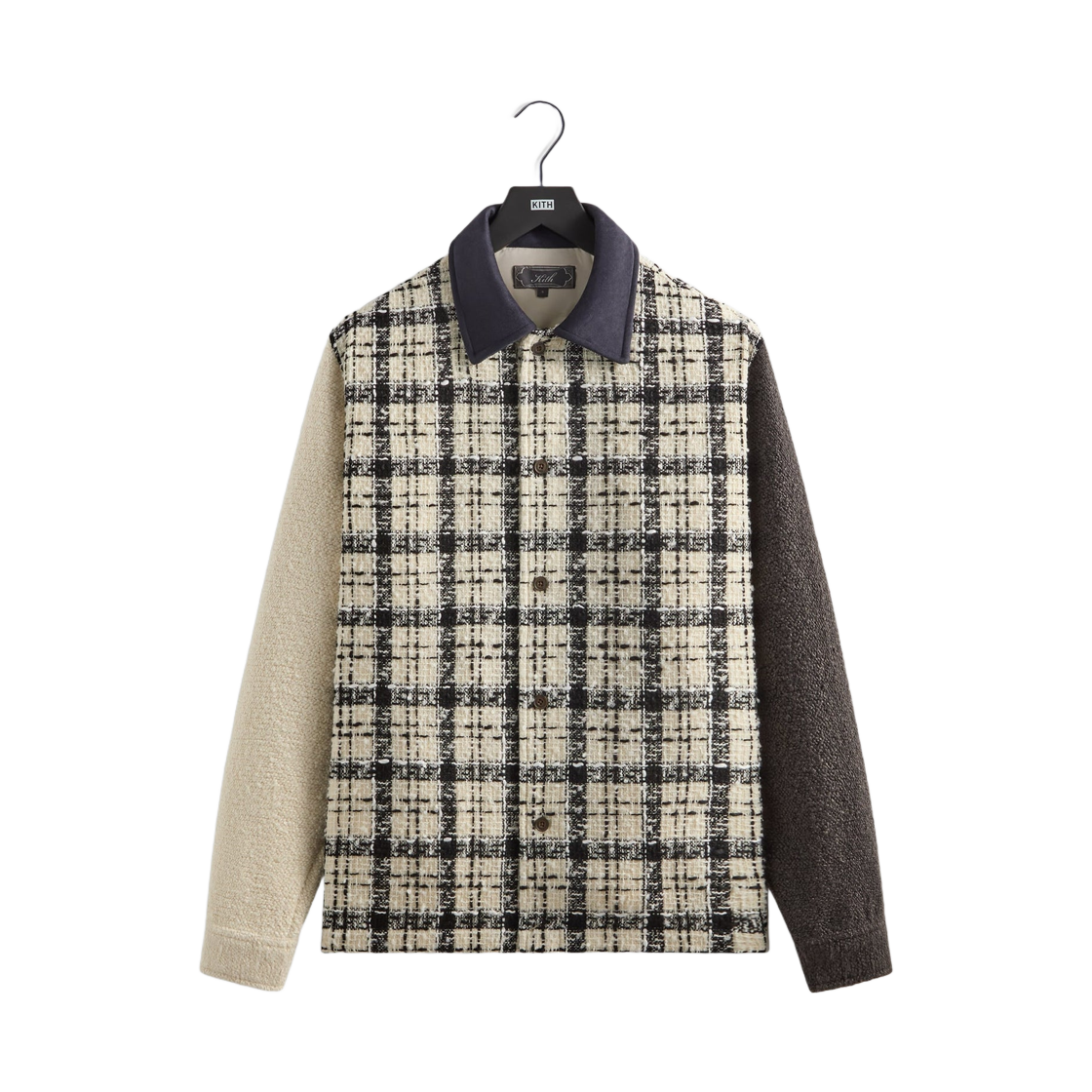 KHM010835-104 Kith Mixed Tweed Boxy Collared Overshirt Sandrift