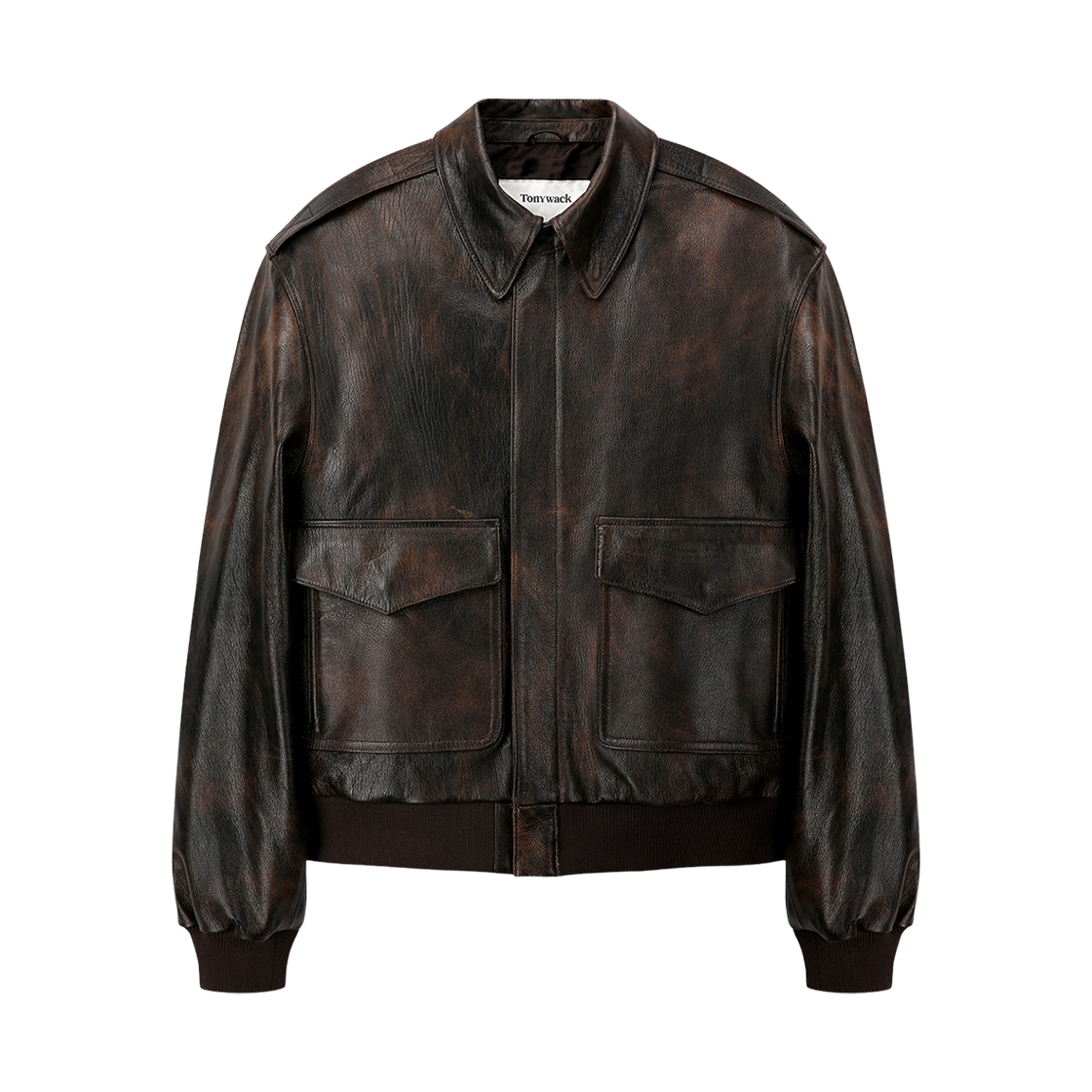 토니웩 고트 레더 빈티지 트리트먼트 에비에이터 자켓 다크 브라운(Tonywack Goat Leather Vintage Treatment Aviator Jacket Dark Brown)