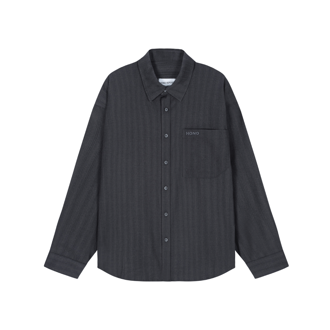 호노 리포트 미니 로고 셔츠 차콜 스트라이프(Hono Report Mini Logo Shirts Charcoal Stripe)