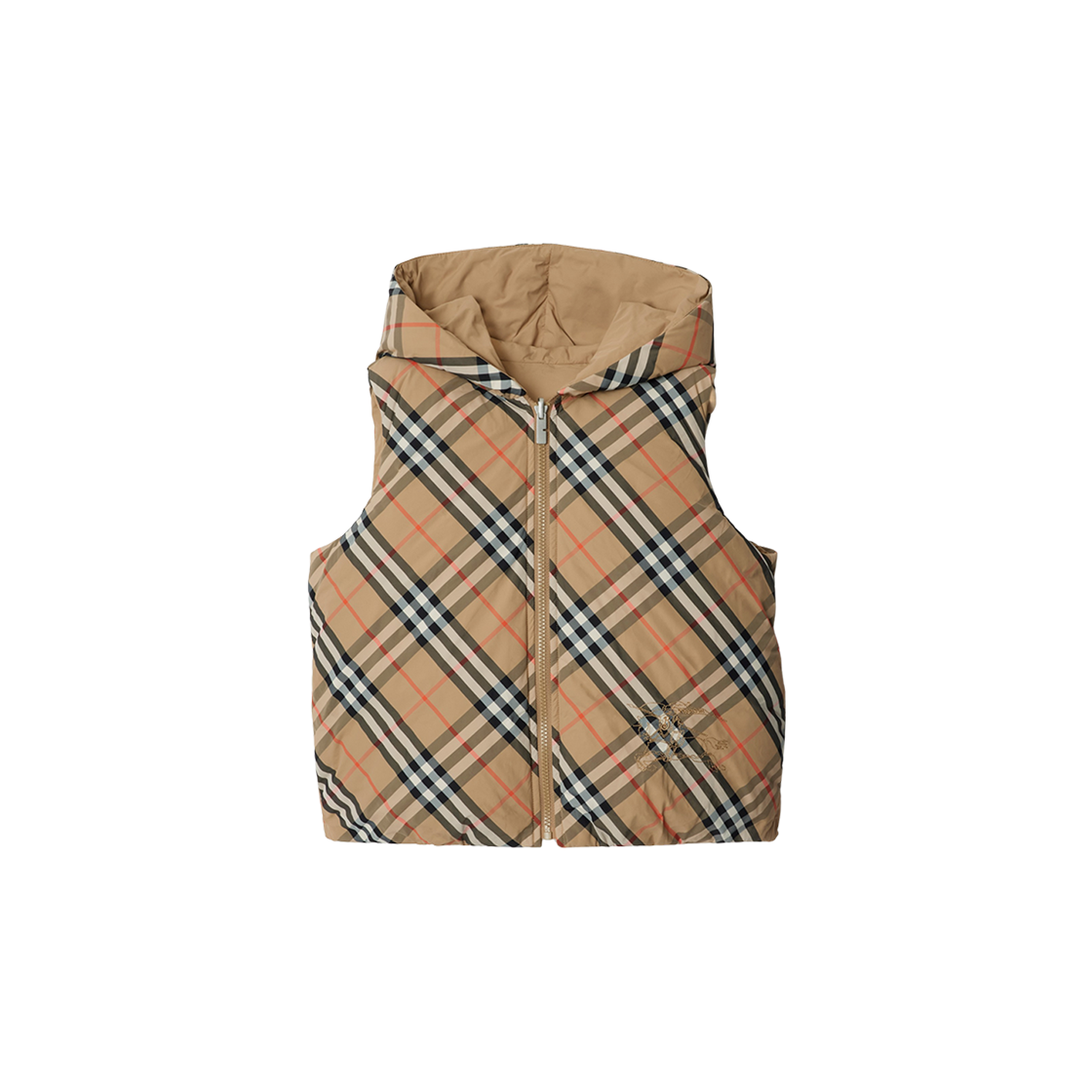 8092537 (Kids) Burberry Reversible Check Padded Nylon Gilet Sand
