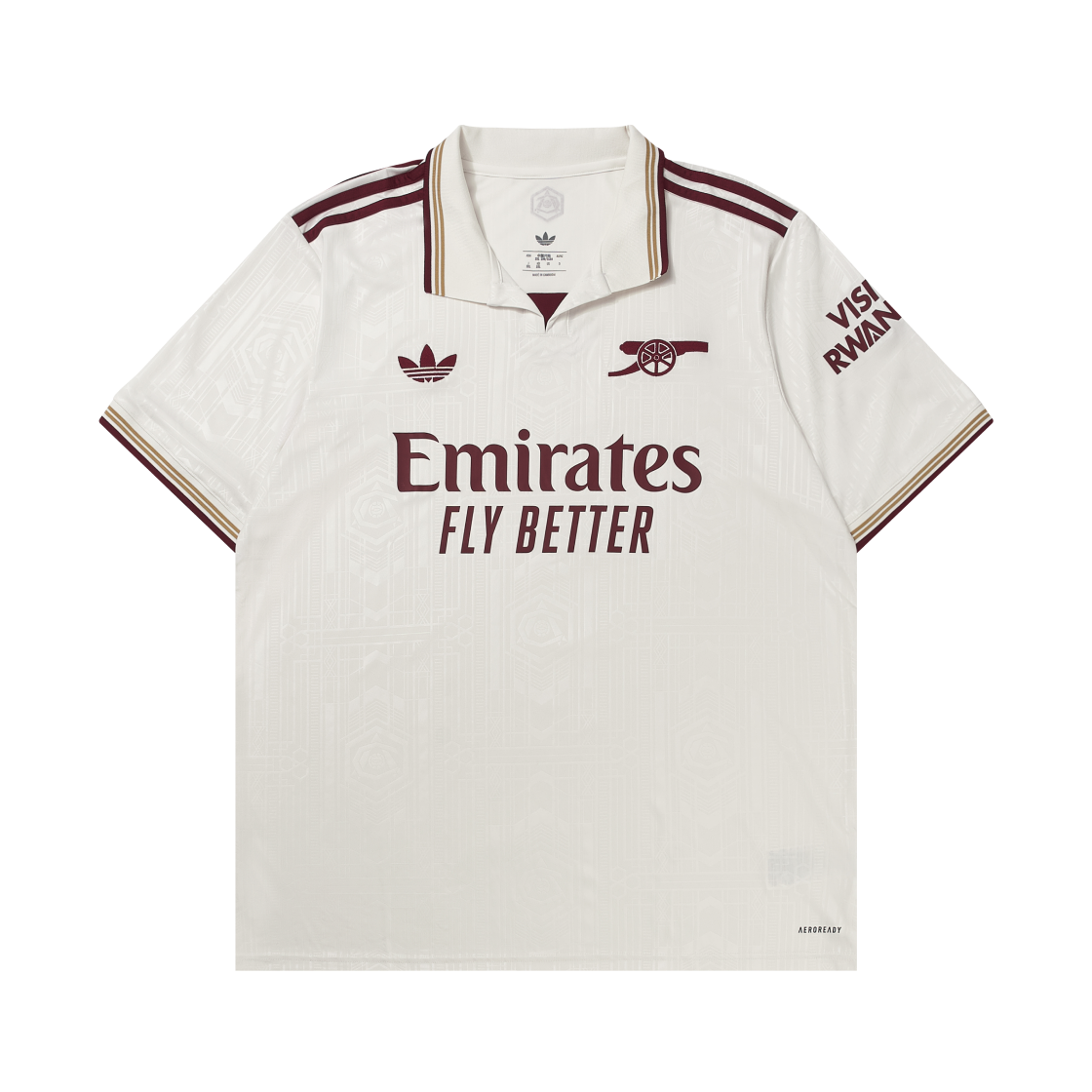 아디다스 아스날 2025/26 3rd 저지 클라우드 화이트 팀 콜 버건디 2 - KR 사이즈 (논 마킹 버전)(Adidas Arsenal 2025/26 3rd Jersey Cloud White Team Coll Burgundy 2 - KR Sizing (Non Marking Ver.))