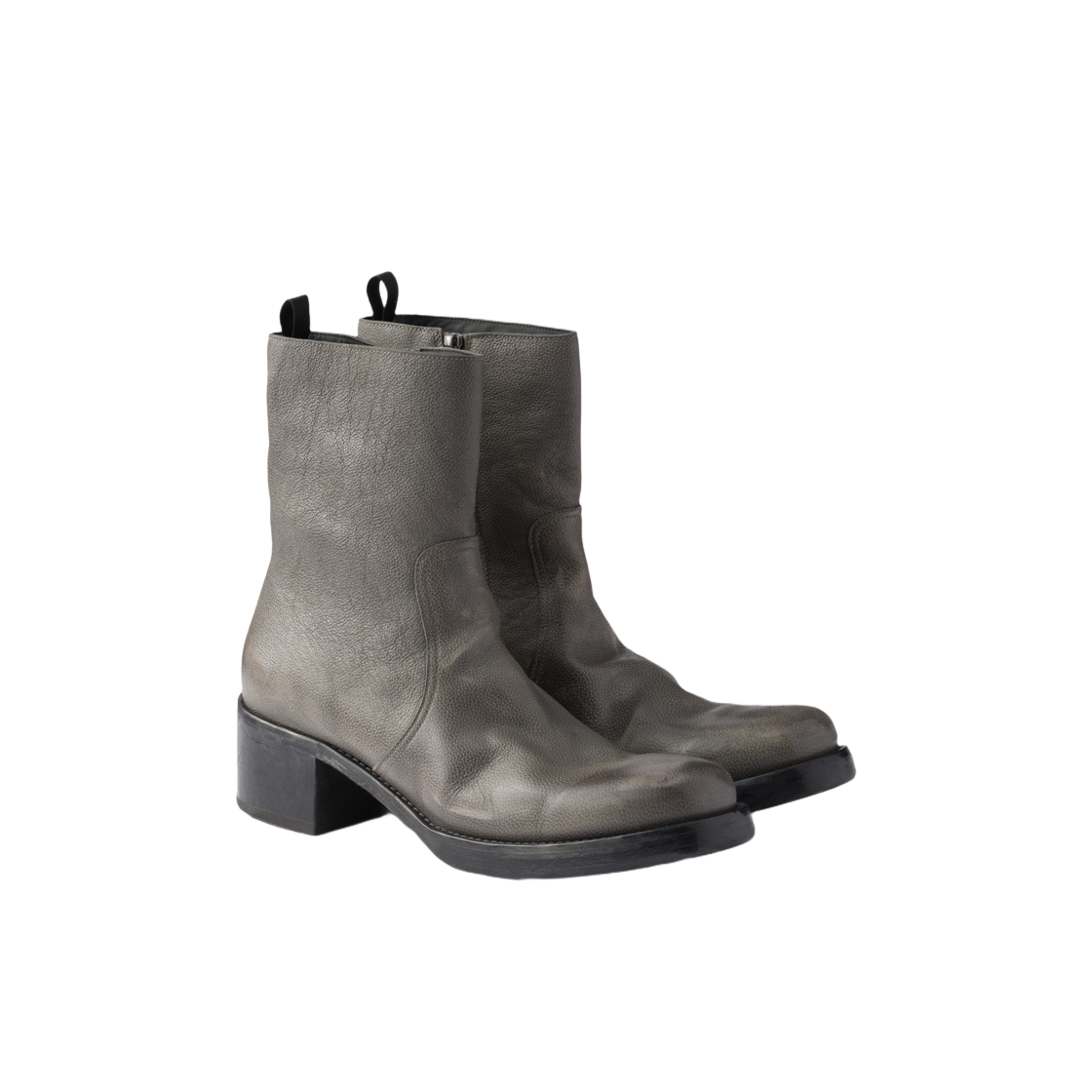 프라다 레더 부티 머큐리 그레이(Prada Leather Booties Mercury Gray) - 2